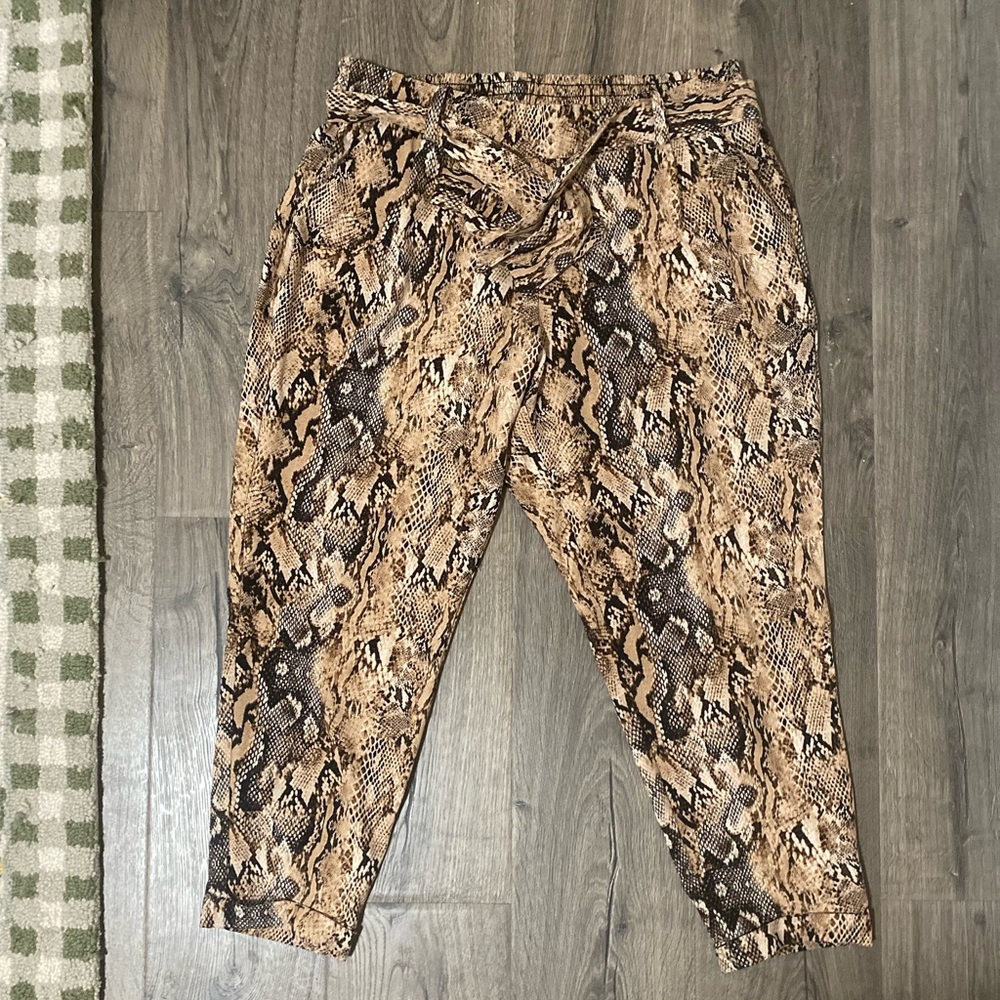 Torrid Animal Print Pants with Pockets and Tie Waist